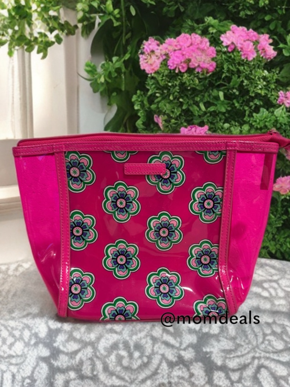 Vera Bradley Pink Swirls Clear Vinyl Cosmetic Bag Makeup Travel Pouch Retired